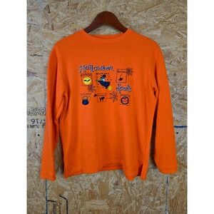 Vintage Halloween Spells Orange Crewneck Sweatshirt Witch Bat Cat Pumpkin Medium